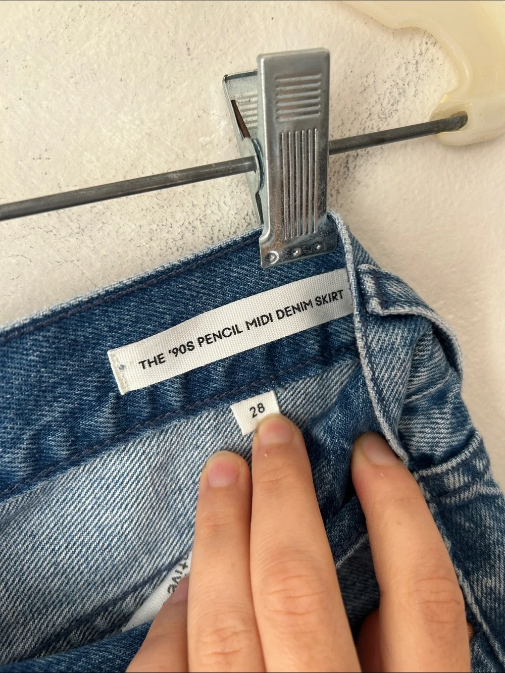 Aritzia Denim Forum The 90’s Pencil Midi Denim Skirt in Blue Sz 28 utility - Picture 12 of 15